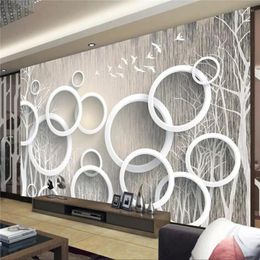 Wallpapers CJSIR Custom Po Wall Papers Home Decor For Living Decoration Retro Abstract Tree Mural Wallpaper Walls