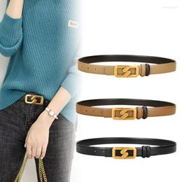 Belts Fahion Women Belt Genuine Leather Waistband Jeans For Ladies With Kids Metal Geometric Buckle High Quality