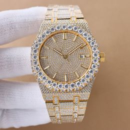 Full Diamonds Mens Watch 42mm Automatic Mechanical Movement Watch Waterproof Fashion Business Wristwatches Montre De Luxe