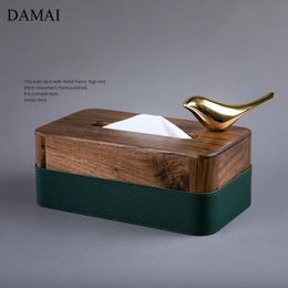 Organisation Golden Bird Tissue Boxes Deer Decorative Black Walnut Napkin Holder Coffee Table Desktop Removable Paper Towel Case Home Decor