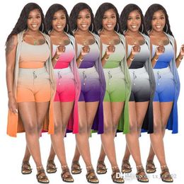 3xl Женская градиентная цветовые костюмы Три куски SET SELM SEX SEXER SLING LONG LONG PACE PIT Prips STORTS Соответствующие наборы