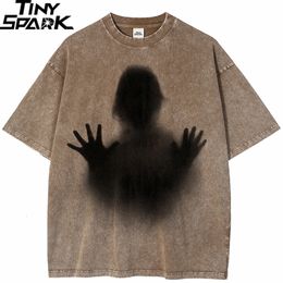 Mens TShirts Men Retro Washed TShirt Hip Hop Streetwear SOS Shadow Graphic T Shirt Summer Short Sleeve Tshirt Harajuku Tops Tees Cotton 230512
