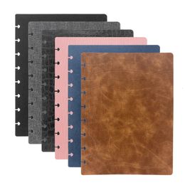 Notepads Mushroom Hole Binding Cover A5 Notepad Cover Double-sided PU Soft Leather Loose-leaf Book Hand Book Removable Shell 230515