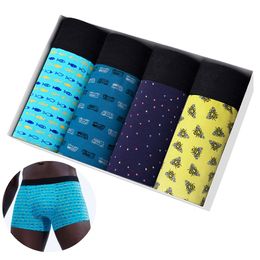 Underpants 4Pcs Lot Men's Panties Sexy Underwear For Man Underpants Cotton Mens Boxershorts Print Boxers Large Size Homme Boxer Shorts 230515