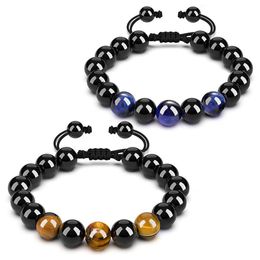 Beaded New Arrival Tiger Eye Strand Bracelet For Men Women Adjustable Size 10Mm Lava Stone Black Beads Braided Bracelets Jew Dhgarden Dhfa0