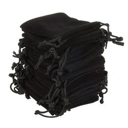 Jewelry Pouches Bags Soft Velvet Pouches Drawstrings for Jewelry Gift Packaging Pack of 100 Pouch Bags for party wedding Supplies Black 230512