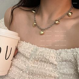 Chains Heart Charm Drop Necklaces For Women Cute Korean Fashion Necklace Y2k 2000s Jewellery Simple Minimalist