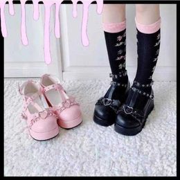 Sandals Womens Platform Boots Gothic Punk Shoes Lolita Ladies Wedges Thick Heels Cute Jk Retro Plus New 230417