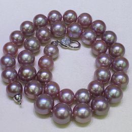 Chains 2023 Elegant Pearl Jewelry Wedding Big Bead Necklace For Women Fashion Purple Genuine Strand