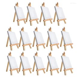 Jewelry Pouches 14Pcs Mini Canvas And Easel Brush Set 4X4 Inch Pre-Stretched Painting Kit Kids Party