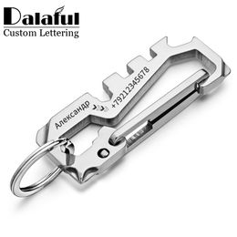 Stainless Steel Keychains Personalised Custom Lettering Keyrings Wrench Tool Bottle Opener Key Chain Ring Holder For Car K423