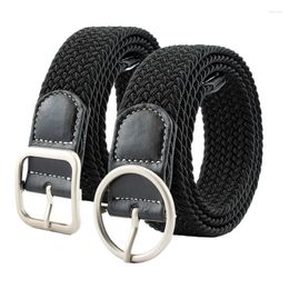 Belts Round Elastic Woven Belt For Men Square Women Casual Pin Buckle Student