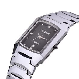 Wristwatches Men's Waterproof Tungsten Steel Rectangular Lady Quartz Watch Sapphire Mirror Business Leisure A Couple