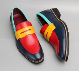 Wedding Leather Oxfords Men Big Size 48 47 46 Dress Shoes Slip On Breathable Driving Shoes Multi Colour Penny Loafers Pointed Toe