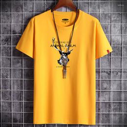 Men's T Shirts Summer Casual T-shirt Fun Chinese Character Printing Street Hip-Hop Trend Short-Sleeved Large Size