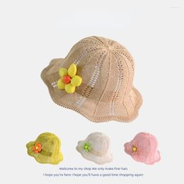 Hats Summer Children Flower Fisherman Cap Hollow Out Breathable Kids Girl Sun Bucket Princess Soft Knit Panama Infant