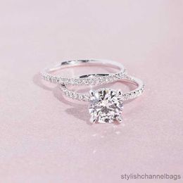 Band Rings Bling Round Cubic Zircon Rings for Women Simple Fashion Double Stackable Rings Wedding Bands Party Jewelry