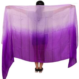 Stage Wear Real Silk Belly Dance Veil 250/270 114cm 5mm/8mm Purple Light Hand Dye Accessories Can Be Customised