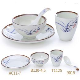 Dinnerware Sets Plate Bowl Set Orchid Print Jingdezhen A5 Melamine Dishes And Plates Cutlery Porcelain Dinner