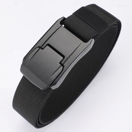 Belts Stretch Belt For Men And Women Hard Alloy Quick Release Buckle Strong Real Nylon Unisex Elastic Overalls Work