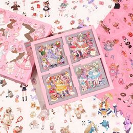 Pages Cute Cartoon Girls Stickers DIY Journal Kawaii Decorative PVC Sticker Student Stationery School Supplies Girl Gift