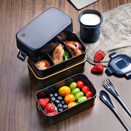 Bento Boxes Portable Lunch Box Food Container Bento Double Layer Microwave Oven Boxes Outdoor Travel Picnic School Work Blue 230515