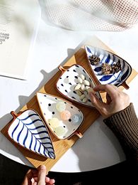 Dinnerware Sets Creative Leaf Shape Seasoning Bowl Ceramic Multipurpose Small Plates Appetisers Snack Dish Sauce Kitchen Dishes Sushi Cake