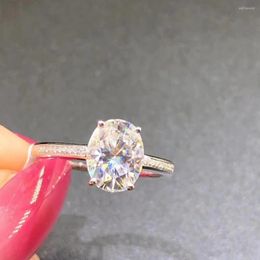 Cluster Rings Gorgeous 2 Ct D Colour Vvs Lab Grown Oval Moissanite Diamond Ring Solitaire Engagement Wedding 14K 585 Yellow Gold