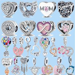 925 charm beads accessories fit pandora charms Jewellery Wholesale Infinity Love Mum Heart Bead