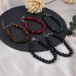 Link Bracelets Bracelet Natural Stone Tiger Eye Beads 8 X MM For Birthday Love Romantic Gift Chain Length 18 5 Cm