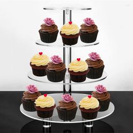 Bakeware Tools Cupcake Stand 4 Tier Round Acrylic Display Rack With Base For Pastry Dessert Fruit Cake Cookie Candy Decorative