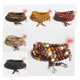 Strand 108 Beads 8mm Sandalwood Buddhist Jewelry Buddha Wood Prayer Bead Mala Unisex Men Bracelets & Bangles Bijoux