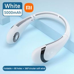 Fans Xiaomi New Portable Mini Fan Bladeless Hanging Neck Fans Air Conditioner USB Chargeable Folding Outdoor Sports Hanging Neck Fan