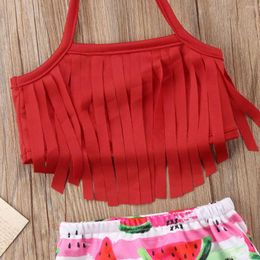 Clothing Sets 2Pcs Toddler Baby Girl Clothes Tassel Swimwear Bathing Suit Bikini Tassels Watermelon Set Girls 0-18M