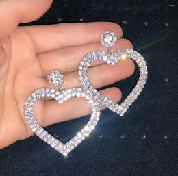 Stud Earrings Dangle Bling Rhinestone Heart Wedding Drop Crystal Hoop Earring For Women Girls Bohemian Sparkly Jewellery