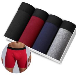 Underpants Boxer Mens Underwear Long Cotton Man Boxers Breathable Solid Flexible Shorts Boxershort Pure Color Male Underpants 4pcs pack 230515