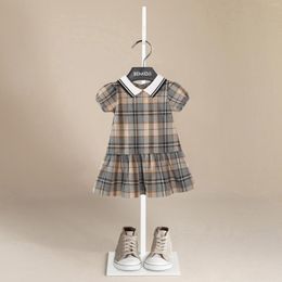 Girl Dresses Fashion Simplicity Girls Shirt Dress Autumn Long Sleeve Lapel Collar Plaid Printed Princess Toddler Kids Clothes