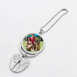 Heat Sublimation Car Keychain Ornament Decorations Angel Wing Shape Blank Hot Transfer Printing Pendant