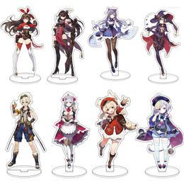 Keychains 15cm Anime Genshin Impact Figure Diluc Venti Klee Keqing Qiqi Acrylic Stand Model Plate Desk Decor Standing Sign Keychain Gifts