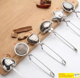 6styles Stainless Steel Teas tool Strainer Tea Spoon Seasoning Infuser Star Shell Oval Round Heart Shape Strainer Teaware