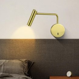 Wall Lamp 3W Spotligh Decoration Room Metal Light Indoor For Home Bedroom Bedside Nordic LED With Switch