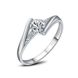 Band Rings Luxury White Gold Ring Original Zirconia Diamond Sier Jewellery Women Love Gift Drop Delivery Dhwld