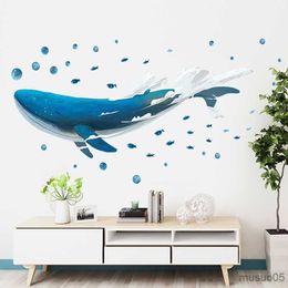 Kids' Toy Stickers Creative Flying Whale Cartoon Wall Sticker for Baby Kids Rooms Home Decor Living Room Mural Art Decoration DIY Wall Decals