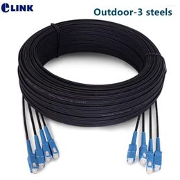 Fiber Optic Equipment 200M SC/UPC 4 Cores Outdoor Drop Patch Cord Single Mode FTTH Jumper G652D 2 Steels Indoor 3 Steel 200mtr