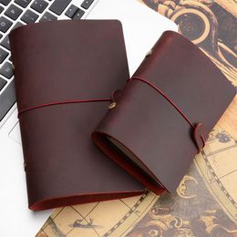 Notepads A5 A6 A7 Leather Retro Loose-leaf Notebook Diary Office Business Manual Notepad Cowhide Travel Notebook 230515