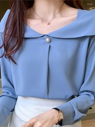 Women's Blouses Women Spring Summer Elegant Ladies Long Sleeve Chiffon Shirt Tops Pullover Female Clothes Blusas Mujer De Moda