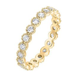 Band Rings Fashion Cubic Zircon Eternity Stacking Finger Ring For Women Round Cz Diamond Crystal Party Bride Jewelry Dhgarden Dh8Ou