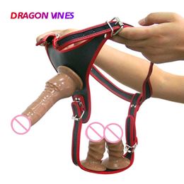 Strapon Realistic Double Dildo Women Vagina Anal Plug Strap On Dildos Penis Harness Belt Panties Adult Sex Toys For Lesbian