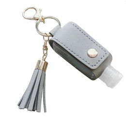 Keychains 30ml Portable Empty Hand Sanitise Bottle With Tassels Leather Keychain Holder T4MD