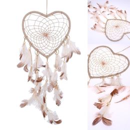 Dream Catcher Wind Chimes Feathers Beads Handmade Circular Heart Net Dreamcatcher Car Home Room Hanging Decoration Ornament